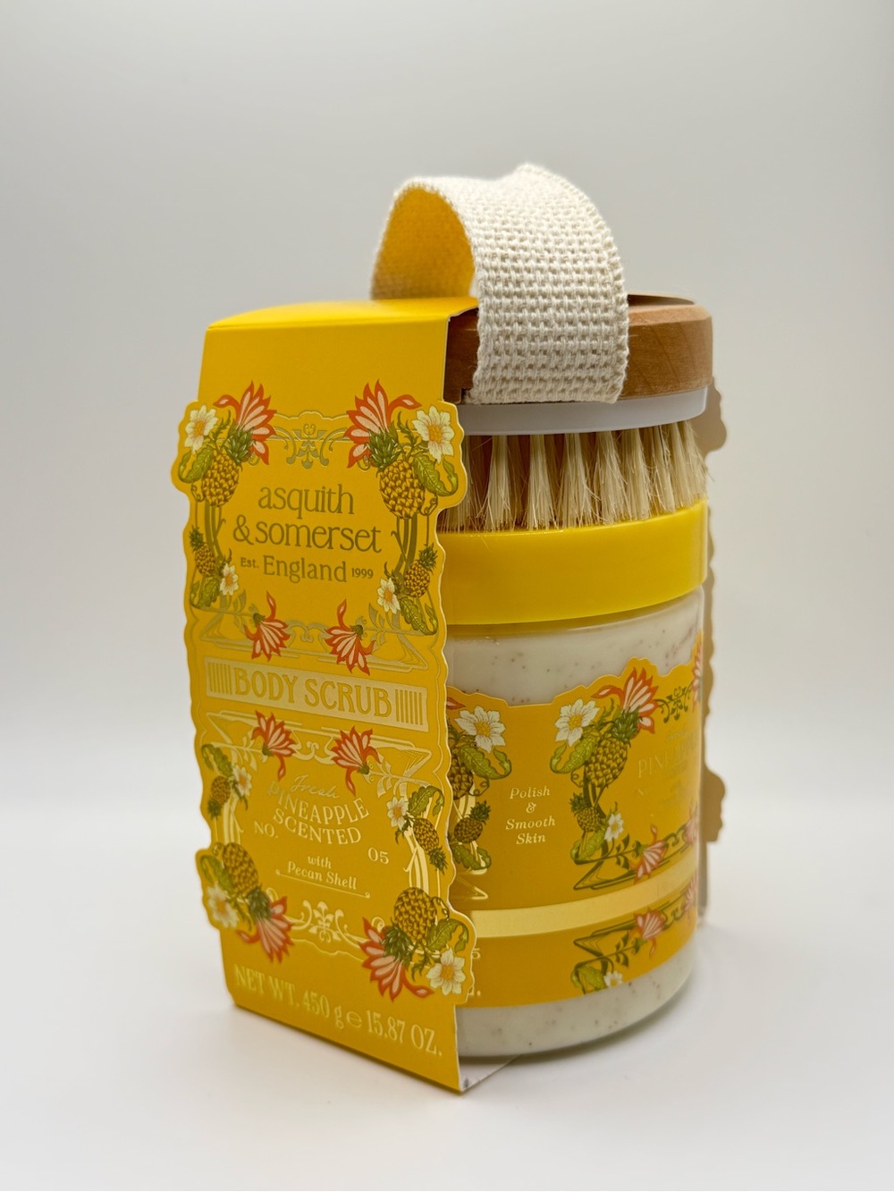 Asquith & Somerset Pineapple Body Scrub & Brush Gift Set NWT 15.87 oz - Picture 2 of 4